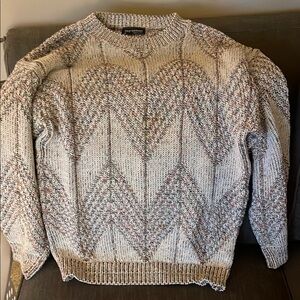 Men's Textured Knit Sweater - Cream and Gray
